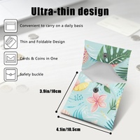 Porte-cartes et porte-monnaie pliable réutilisable en PU, motif tropical ananas et coquillage, pour cartes, pièces et espèces