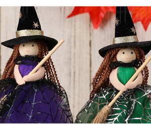 Dropshipping Shopify Halloween Mesh <b>Witch</b> Girl Angel Hanging Ornament With Bell Doll For Christmas Tree <b>Decor</b> - Product Image 5