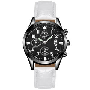 นาฬิกาควอตซ์สำหรับผู้ชายแบบมัลติฟังก์ชั่น, นาฬิกาควอตซ์สำหรับใส่วันที่วันที่สายหนังเรืองแสงสไตล์ลำลองแนวธุรกิจ - Product Image 3