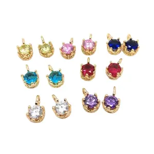 Wholesale Luxury OEM DIY 36色Gold BaseファセットDiamondチャームPendant WomenためのGirls Earrings Necklace Accessories