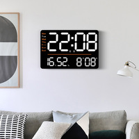 Jam Dinding Multifungsi Jam Ruang Tamu LED Minimalis Jam Ukuran Besar Pengukur Suhu dan Kelembapan Jam Elektronik