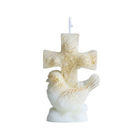 Vente chaude transfrontalière : Bougie d'aromathérapie artisanale en cire de soja, sans fumée, décorative, motif Colombe de la Paix et Croix de Pâques, blanche
