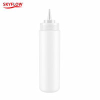 Bouteille de sauce à presser, contrôle des portions, PP de qualité alimentaire, 24 oz, blanche, rechargeable, pour restaurant, buffet