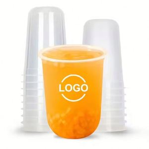 Vasos de Plástico PET de 89 mm Personalizados al por Mayor, de Pared Simple en Forma de U, con Tapa Transparente para Café, Té de Burbujas y Bebidas Frías - Product Image 1