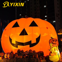 Décoration d'événement d'Halloween en plein air : Citrouille géante gonflable lumineuse avec chapeau de sorcière, sculpture Jack-o'-lantern