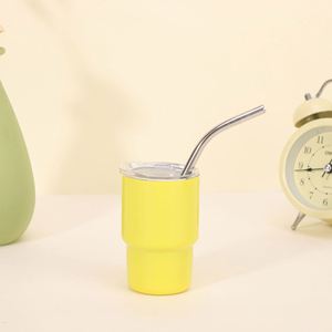 Vaso Pequeño de Acero Inoxidable, Mini Taza Portátil para Café y Jugos para Auto, con Pajita - Product Image 3