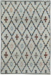 Atlas - Tapis berbère noué à la main en diamant shaggy |   Ivoire et multicolore |   Laine pure |   Tailles personnalisées disponibles - Product Image 2