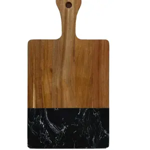 Papan makanan aman, papan potong kayu acacia dengan pegangan