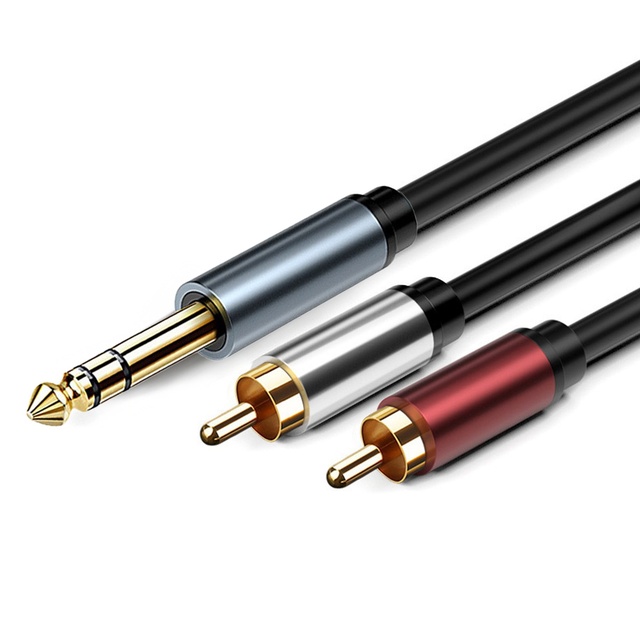 Factory Gold-Plated 3.5MM Stereo Male to 2 RCA Male Coaxial Braid Shielded PVC Jacket Audio Y Splitter Cable 1M-10M