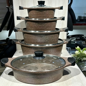 Juego de Utensilios de Cocina de Aluminio de 10 Piezas, Cacerola de Gran Capacidad de 20-32 cm para el Mercado de Oriente Medio, Fabricación <span class=keywords><strong>China</strong></span>, Lista para Enviar, Antiadherente - Product Image 2