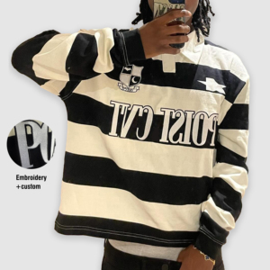 Magliette <span class=keywords><strong>Polo</strong></span> a Righe per <span class=keywords><strong>Uomo</strong></span> in 100% Cotone di Alta Qualità con Logo Ricamato Personalizzato a Maniche Lunghe Stile Rugby - Product Image 1