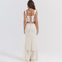Sirène dentelle blanc mode scène haut court 2 pièces ensemble femmes vêtements robe de soirée