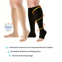 Chaussettes de compression fines tricotées à bout ouvert, 2 paires, 15-20 mmHg, à compression graduée, pour diabétiques et varices