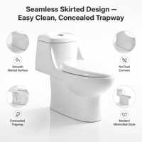 WC monobloc en céramique blanc moderne à double chasse, à évacuation verticale, avec abattant à fermeture douce, pour salle de bain et hôtel, automatique et économique
