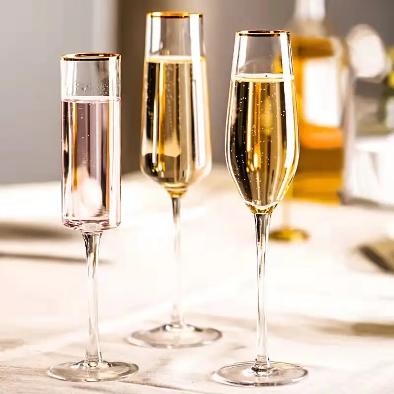Içme şampanya kadehi kupası uzun kök kadeh düğün tost şampanya flüt kurşunsuz kristal düğün hediyesi cam şampanya kadehi