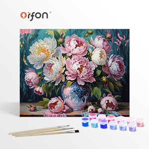 Kit <span class=keywords><strong>de</strong></span> <span class=keywords><strong>peinture</strong></span> par numéros ORFON - <span class=keywords><strong>Bouquet</strong></span> <span class=keywords><strong>de</strong></span> pivoines roses dans un vase, <span class=keywords><strong>peinture</strong></span> par numéros, art floral classique, décoration intérieure, fournitures d'artisanat - Product Image 1