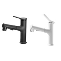 Robinet de salle de bain moderne à un trou, blanc, design APP, avec sortie d'eau chaude et froide coulissante, en laiton, pour lavabo de toilette