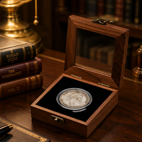 Boîte de présentation pour pièces de monnaie en bois de noyer, avec charnières et accessoires en bois, 8400 pièces, boîte d'emballage pour pièces de monnaie en bois.