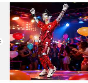 Kit Calcio a Mosaico Specchiato: Abbigliamento Sportivo Maschile Personalizzato Blu-Bianco con Design a Strisce e Stelle - Product Image 3