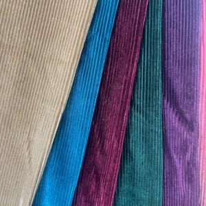 High Quality Polyester Good Stretch Stripe Velvet Fabric For Sofa Stripe Velour Fabric