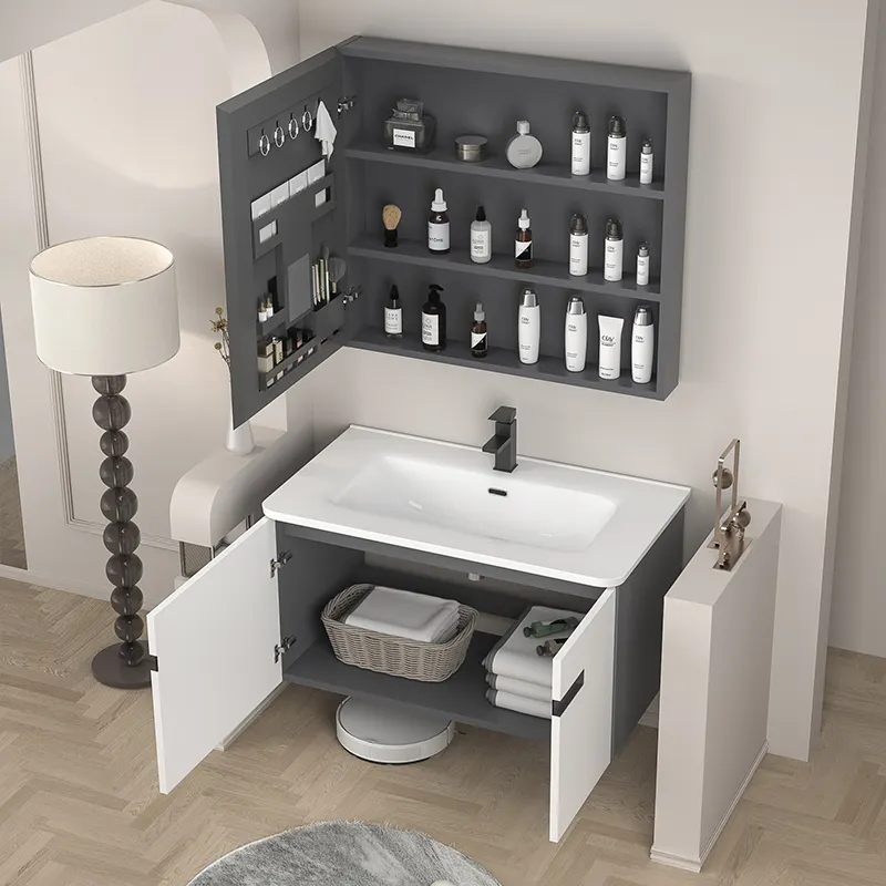 Wholesale Toilet Furniture Bathroom ceramic rock slab Vanity Cabinets For Countertop Basin