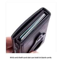 Portefeuille Pop-up AirTag en PU, Porte-cartes RFID Fin, Porte-monnaie Minimaliste en Cuir, Clip à Argent, Logo Personnalisé