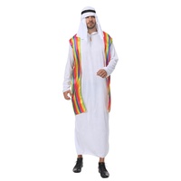 Costume de fête d'Halloween pour adulte, costume de sheik arabe, kaftan musulman islamique, costume de prince arabe ancien à manches longues pour homme