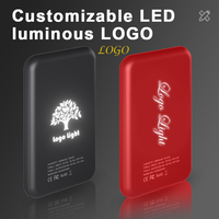 Batería Externa Ultra Delgada de 5000 mAh con 2 Puertos USB y Logo Luminoso Personalizado, Regalo Promocional de Proveedor de Oro de Alibaba, Nuevos Productos