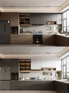 Chine Petite cuisine moderne populaire Ensemble d'armoires de cuisine en mélamine Kitchenette en bois - Product Image 4