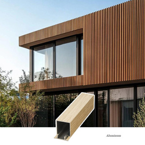 Revêtement mural <span class=keywords><strong>extérieur</strong></span> en aluminium imitation bois ou lambris en bois pour façade de maison - Product Image 2