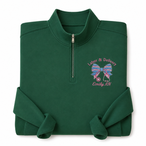 Pull d'hiver personnalisé brodé pour infirmière BSN, col montant, fermeture éclair quart, Harper Morgan, cadeau pour professionnel de la santé - Product Image 3