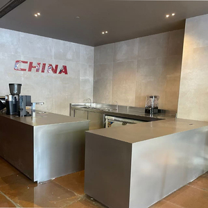 Hotel Bar Counter Luxury Mirror Stainless Steel Custom Bar <b>Workstation</b> with Logo for Lobby Restaurant - Product Image 2