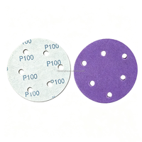 Disque de ponçage en céramique premium 6 pouces (150 mm) à 6 trous, violet, auto-agrippant, pour préparation et ponçage professionnel des surfaces