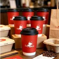 Gobelets à café en papier biodégradable avec revêtement PE, personnalisables avec logo, couvercles inclus, pour expresso, café, bureau, boissons chaudes, faible MOQ