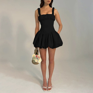 Square Neck <b>Spaghetti</b> <b>Strap</b> Backless Mini Dress Natural Waist Short Skirt Breathable Club Dress - Product Image 4