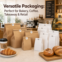 Sac alimentaire en papier kraft écologique avec logo personnalisé, emballage de boulangerie résistant à la graisse de qualité alimentaire pour café, vente à emporter et commerce de détail