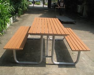 Kim Loại Và HDPE Tái Chế Nhựa Gỗ Ngoài Trời Dã Ngoại Bảng Với Băng Ghế Bộ - Product Image 5