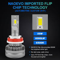 NAO-Kit de conversión de bombillas de faro Led, 100W, muy brillante, 9005/Hb3, haz alto 9006/Hb4, haz bajo Combo NP, 360, H4, H11