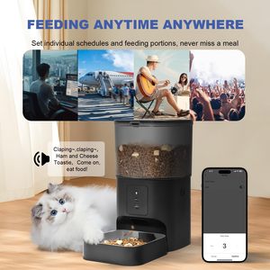 Elecpet 4L Black Automatic Cat Feeder With 720p <b>Camera</b> Video 2.4G <b>WiFi</b> Kitten Food Dispenser <b>Smart</b> Voice Recorder APP Control - Product Image 2