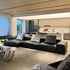 थोक वास्तविक चमड़े के आकार काले सोफे इतालवी 5 सीटर सोफे लिविंग रूम फर्नीचर बिक्री के लिए सेट - Product Image 2