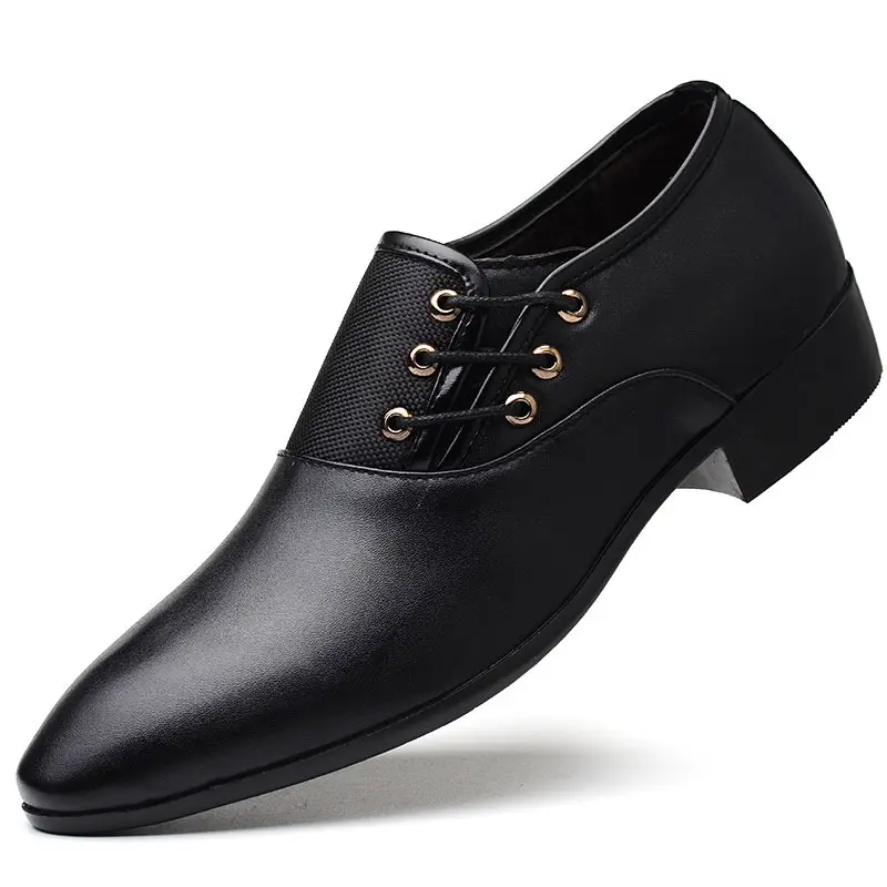 Man Italian Round Toe Dress Shoes Cow Leather Business Black Wedding Shoes Oxford Formal Casual Shoes For Men
