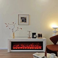 Meuble TV en métal de luxe avec cheminée électrique, élégant, langue d'utilisation française, pour hôtel ou salon domestique