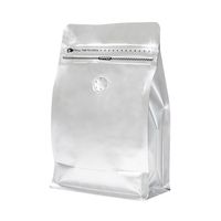 Sacs à fermeture éclair à fond plat en aluminium mat recyclable et coloré, avec valve d'air, pour le stockage de grains de café frais - Vente en gros usine