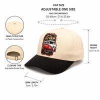 Casquette de baseball vintage tendance bicolore avec logo brodé personnalisé, style rétro, 5 panneaux structurés, pour hommes et femmes