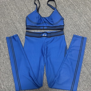 Nouvel ensemble de sport et yoga d'été 2 pièces pour le commerce extérieur : débardeur uni respirant + leggings élastiques ajustés - Product Image 6