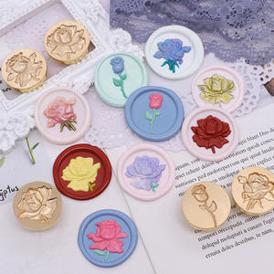 Retro 3d <span class=keywords><strong>in</strong></span> rilievo capitolo sigillo di cera timbro testa a forma di rame stile europeo rosa tulipano conto a mano - Product Image 2