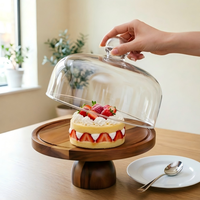 Creatieve acaciahouten taartplateau, snackbord, desserttafel presentatiestandaard, houten fruitplateau op hoge voet