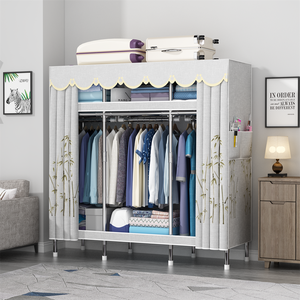 Armadio professionale per camera da letto armadi assemblati in tubo d'acciaio con rivestimento in tessuto armadio organizzatore di vestiti - Product Image 6