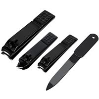 China <strong>Best</strong> <strong>Selling</strong> 4pcs Black Metal <strong>Manicure</strong> <strong>Pedicure</strong> Nail Clipper <strong>Set</strong> With Tin Box Pack