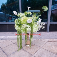 Arreglo Floral Verde para Boda 2027, Hortensia Verde Artificial de Seda, Bola de Flores Blancas de 50 cm para Decoración de Bodas y Fiestas